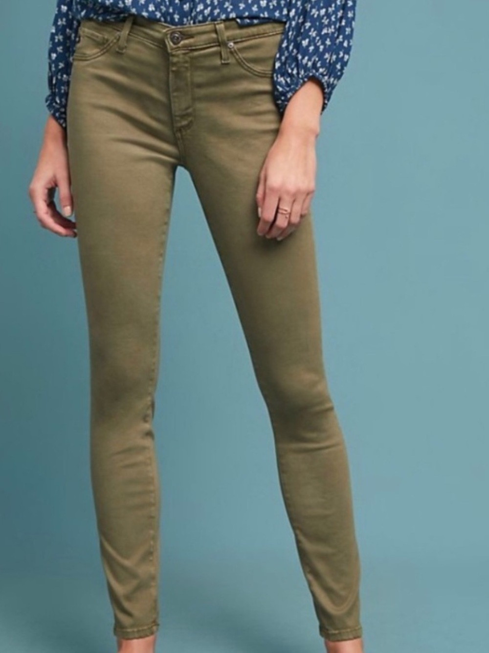 Ag Adriano goldschmied olive green abbey ankle mid rise jeans pants size 27